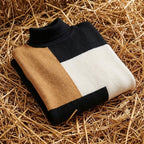 Cotton Turtleneck Sweater with Color-Block