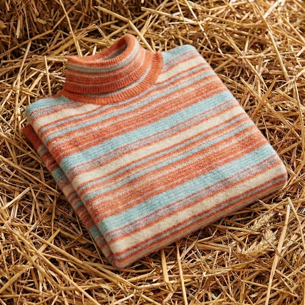 Cotton Sweater with Horizontal Stripes