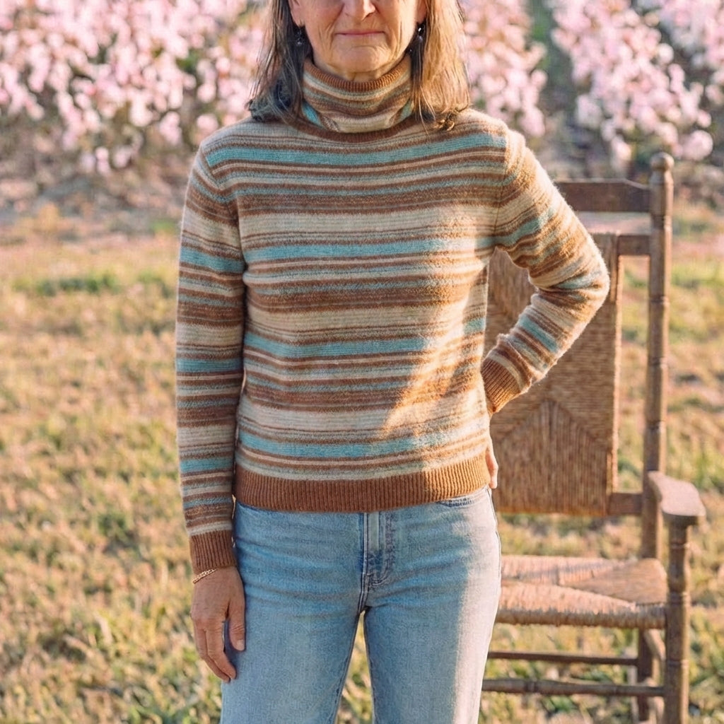 Cotton Sweater with Horizontal Stripes