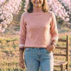 Cotton Turtleneck Sweater with Striped Cuff
