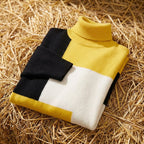 Cotton Turtleneck Sweater with Color-Block