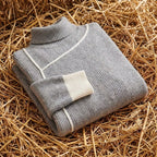 Cotton Turtleneck Sweater with Contrast Cuff