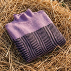 Cotton Turtleneck Dark Blue with Zigzag Pattern