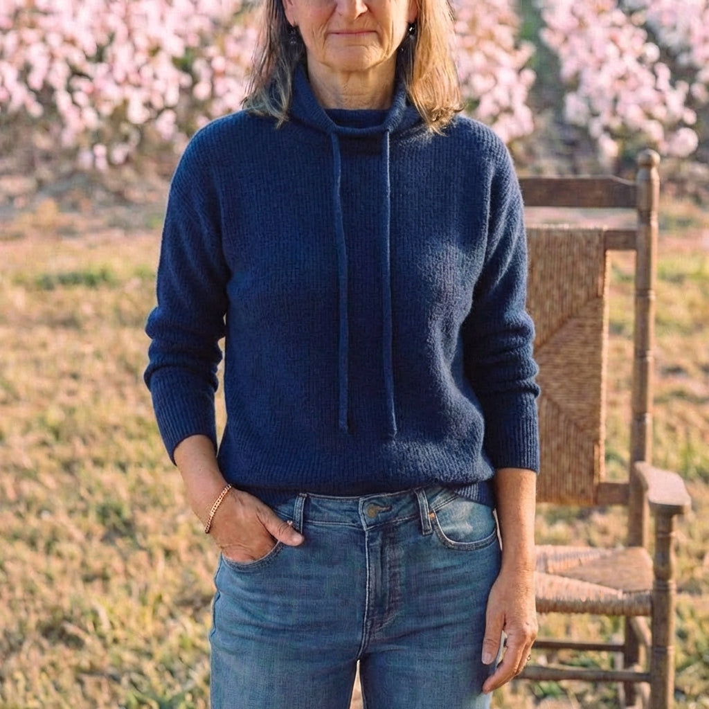 Cotton Turtleneck Hoodie Sweater