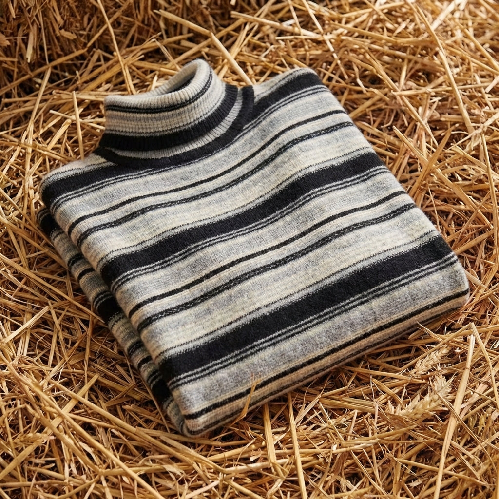 Cotton Sweater with Horizontal Stripes