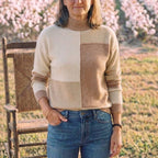 Cotton Turtleneck Sweater with Color-Block