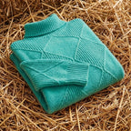 Cotton Turtleneck Sweater with Diamond Knit