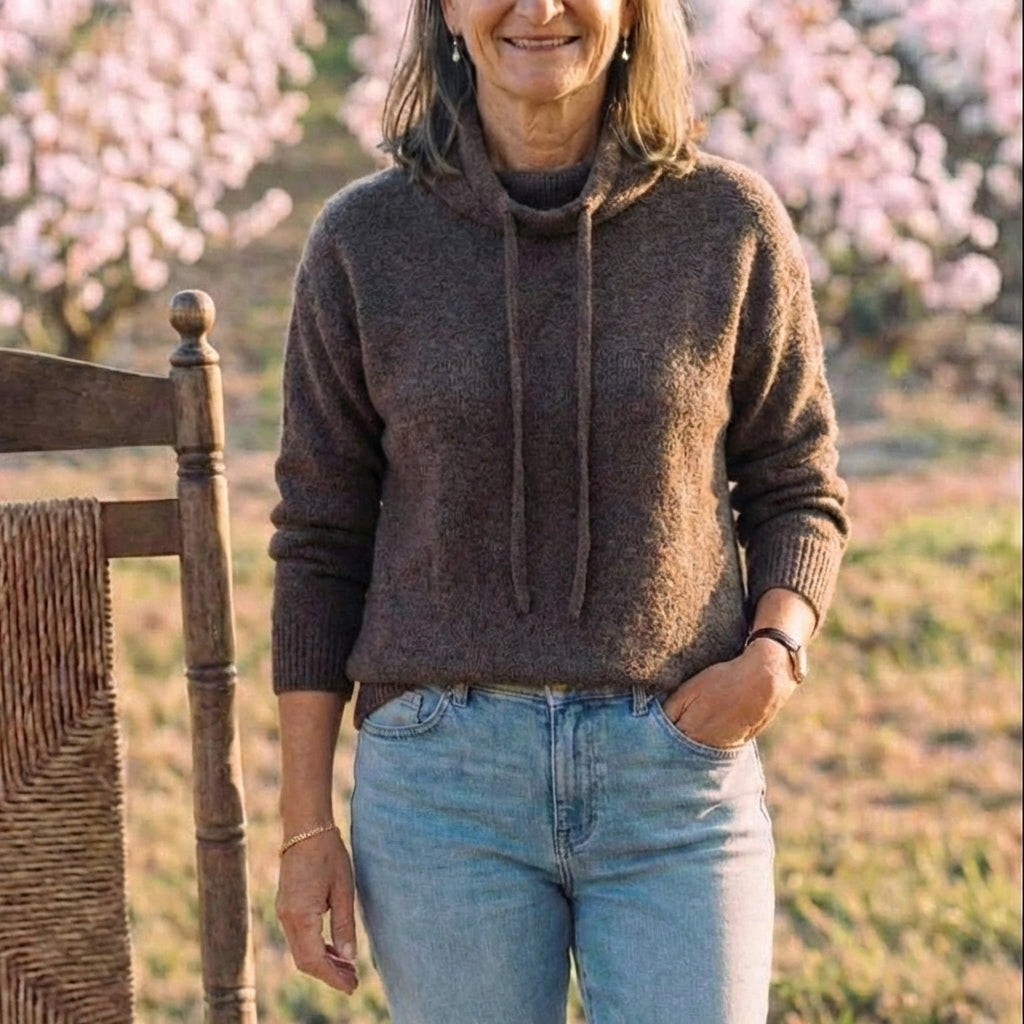 Cotton Turtleneck Hoodie Sweater