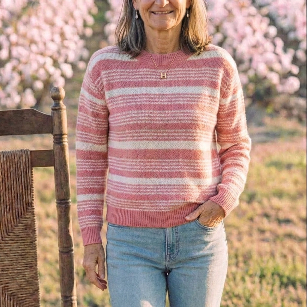 Cotton Sweater with Horizontal Stripes