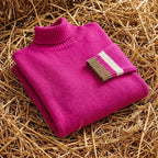 Cotton Turtleneck Sweater with Stripe Cuff