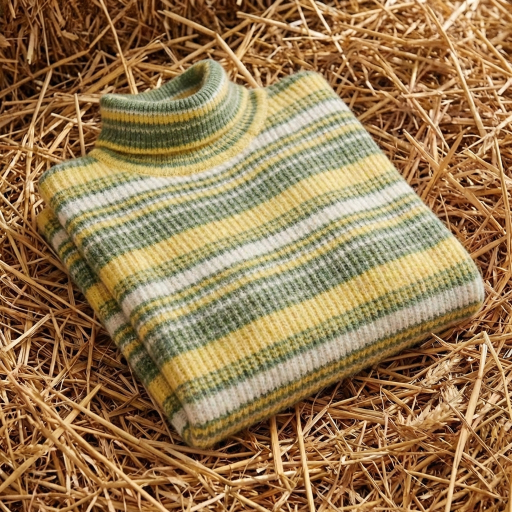 Cotton Sweater with Horizontal Stripes