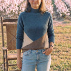Cotton Turtleneck Sweater with Color-Block Stripes