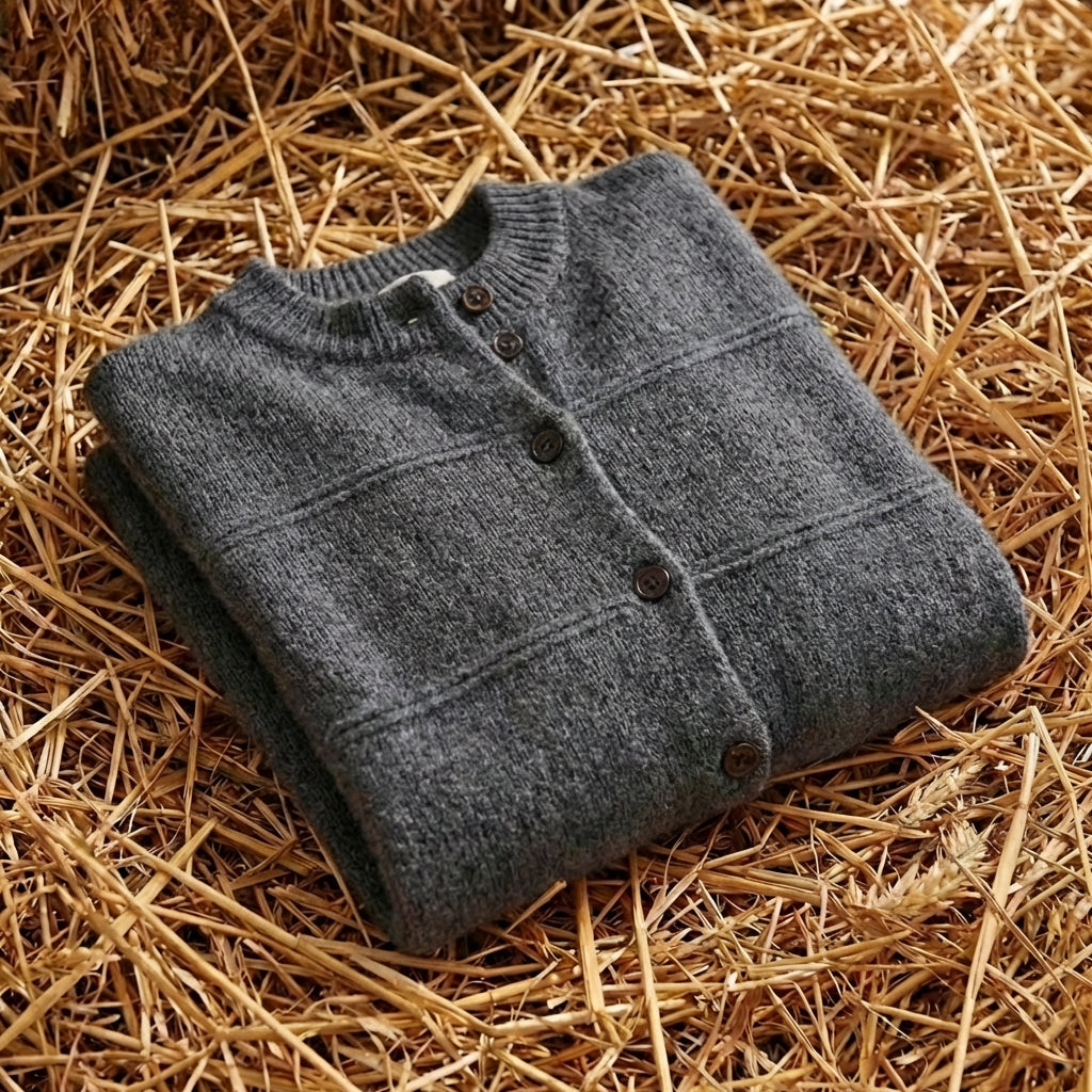 Cotton Turtle Neck Cardigan with Textured Knit