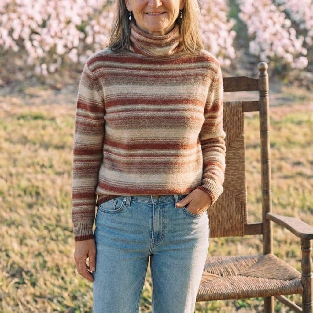 Cotton Sweater with Horizontal Stripes