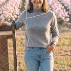 Cotton Turtleneck Sweater with Contrast Cuff