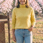 Cotton Turtleneck Sweater with Diamond Knit