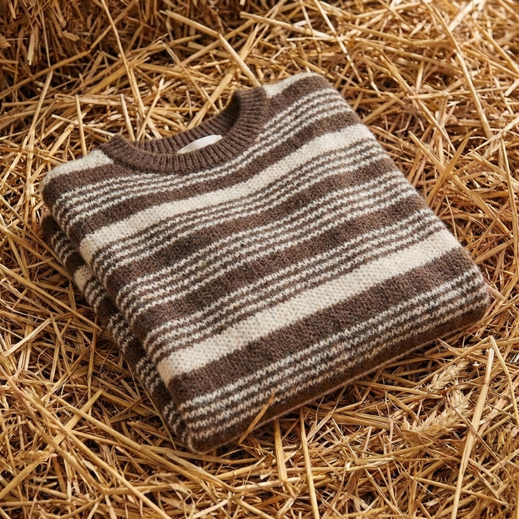 Cotton Sweater with Horizontal Stripes