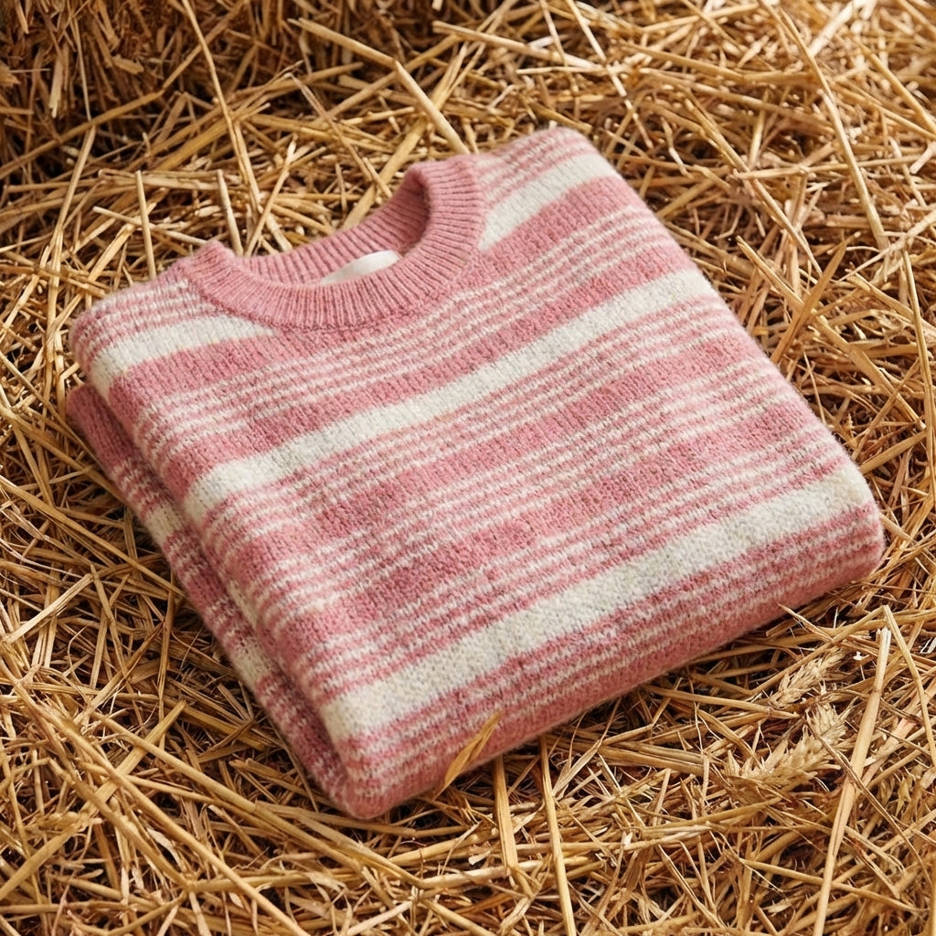 Cotton Sweater with Horizontal Stripes