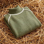 Cotton Turtleneck Sweater with Stripes