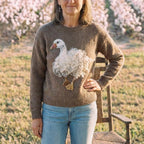 Cotton Sweater Brown with Goose
