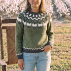 Cotton Sweater Olive with Sheep Pattern