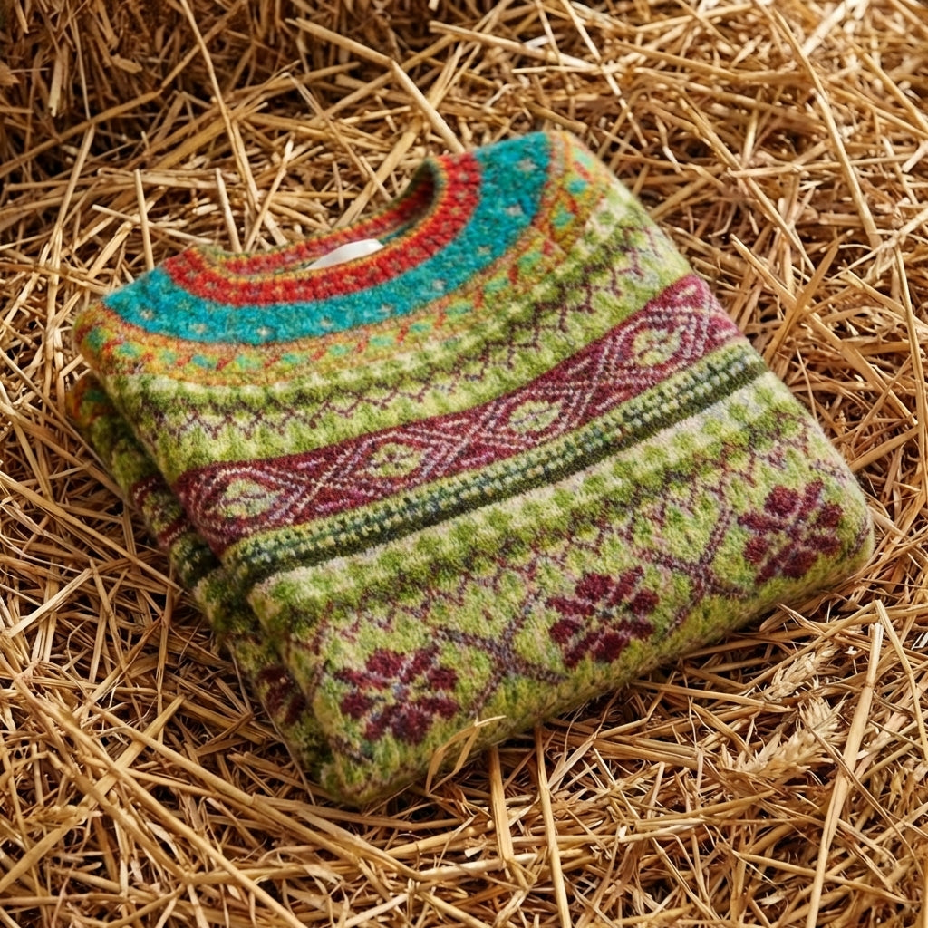 Cotton Sweater Dark with Tribal Band Pattern