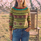 Cotton Sweater Dark with Tribal Band Pattern