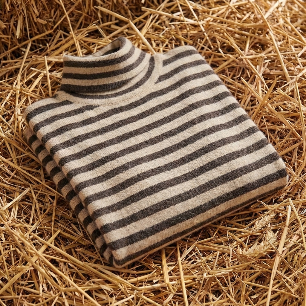 Cotton Turtleneck with Classic Stripes