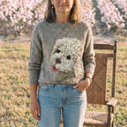 Cotton Sweater Cream with Poodle