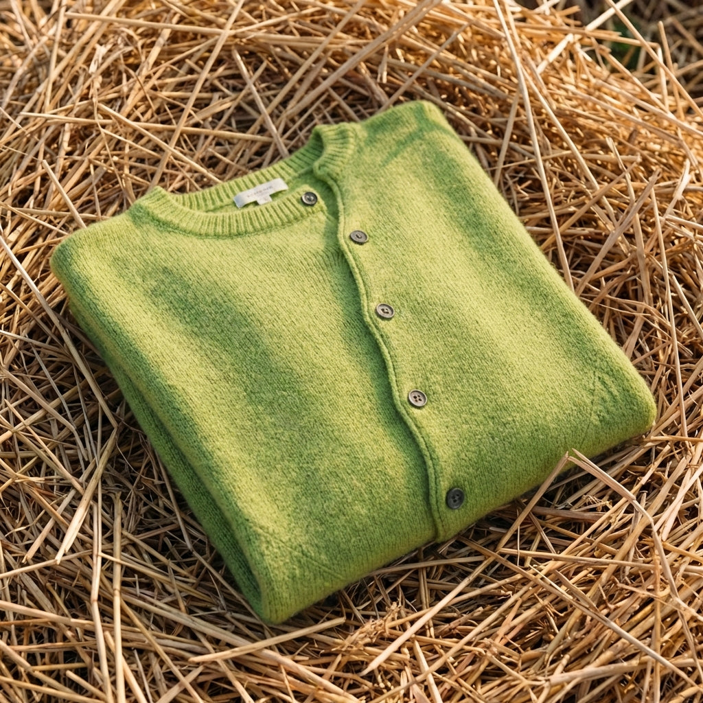 Cotton Cardigan with Diagonal Button Closure