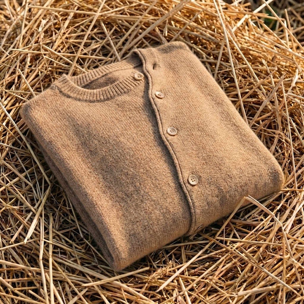 Cotton Cardigan with Diagonal Button Closure