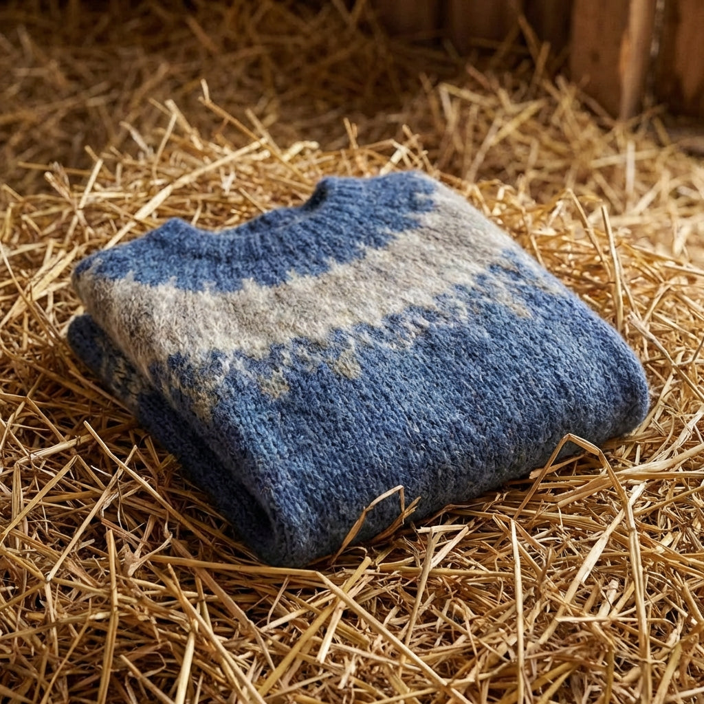 Cotton Sweater with Nordic Pattern