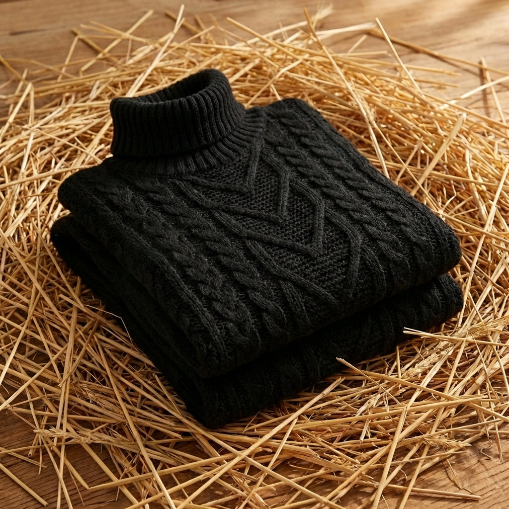 Cotton Cable Knit Turtleneck