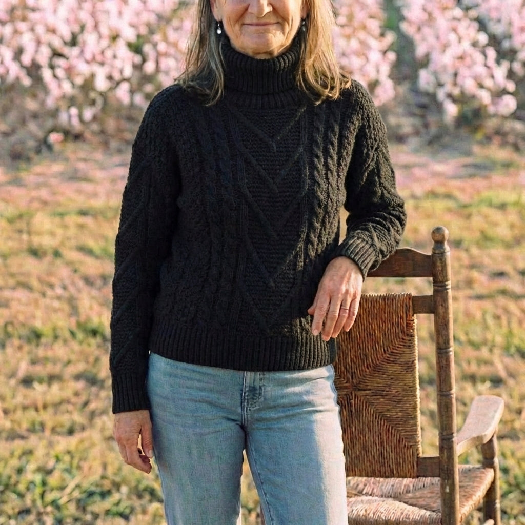 Cotton Cable Knit Turtleneck