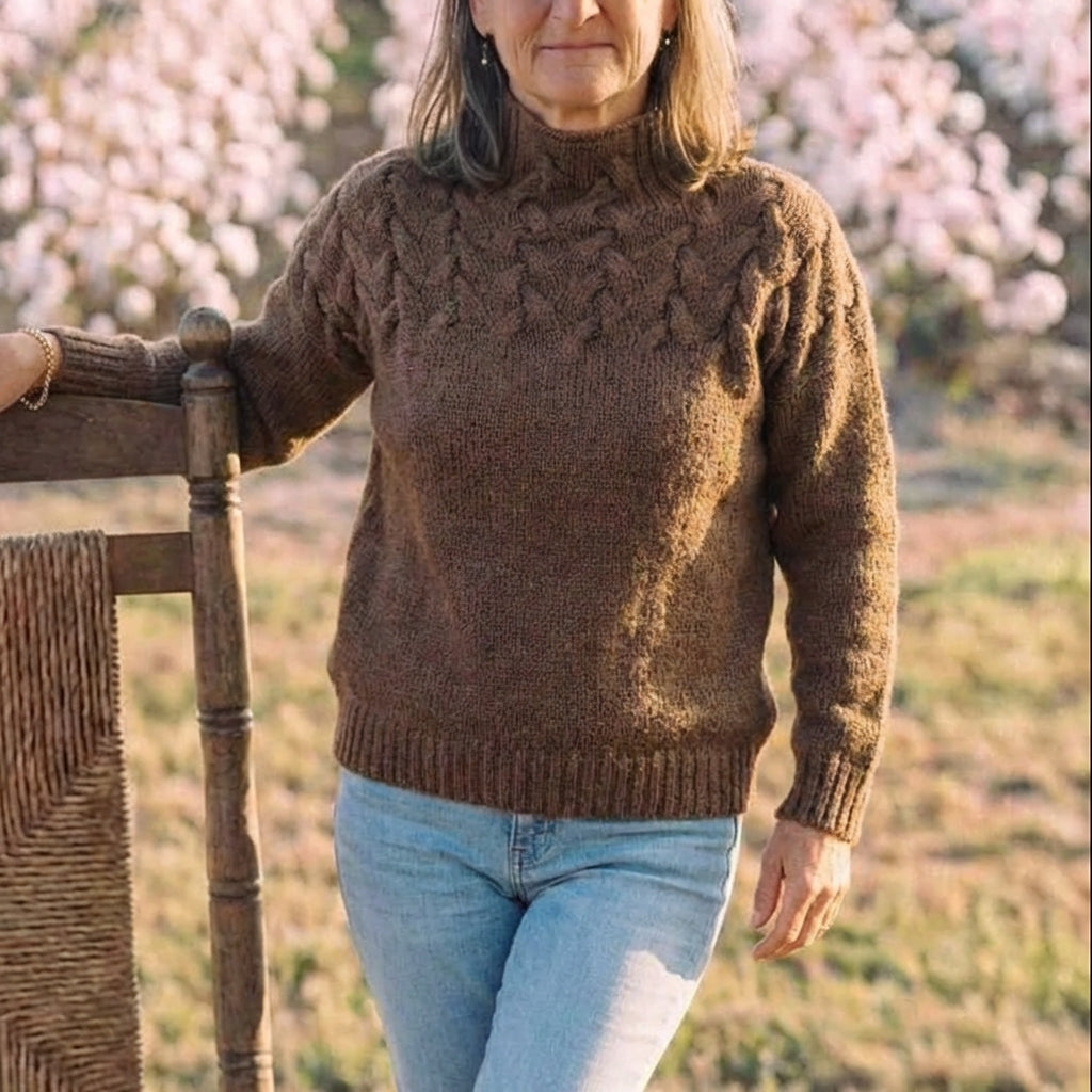 Cotton Cable Knit Turtleneck