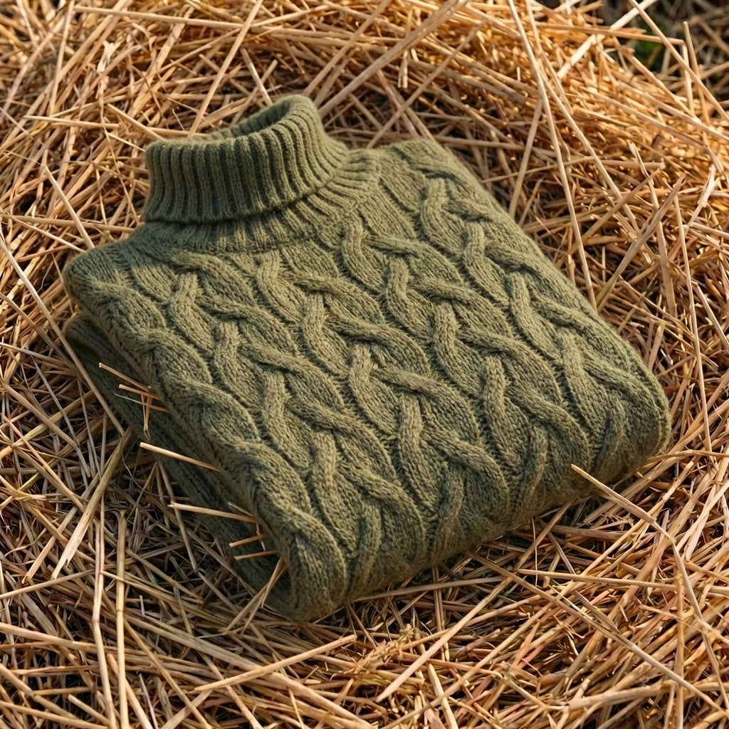 Cotton Cable Knit Turtleneck