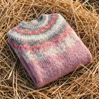 Cotton Mohair Sweater Pink with Nordic Yoke