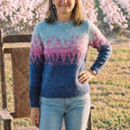 Cotton Sweater with Gradient Ombre Pink-Purple