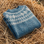 Cotton Sweater with Gradient Ombre Blue Nordic