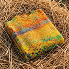 Cotton Sweater with Autumn Floral Pattern Orange