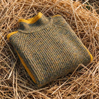 Cotton Ribbed Sweater Gray-Yellow