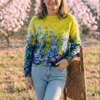 Cotton Sweater Yellow with Flower Pattern