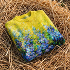 Cotton Sweater Yellow with Flower Pattern