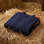 Cotton Sweater Dark Blue-Orange-Taupe