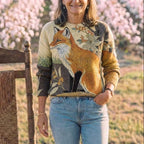 Cotton Sweater Cream with Fox Design