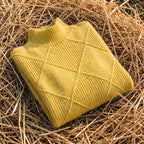 Cotton Sweater with Woven Diamond Structure