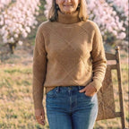 Cotton Sweater with Woven Diamond Structure