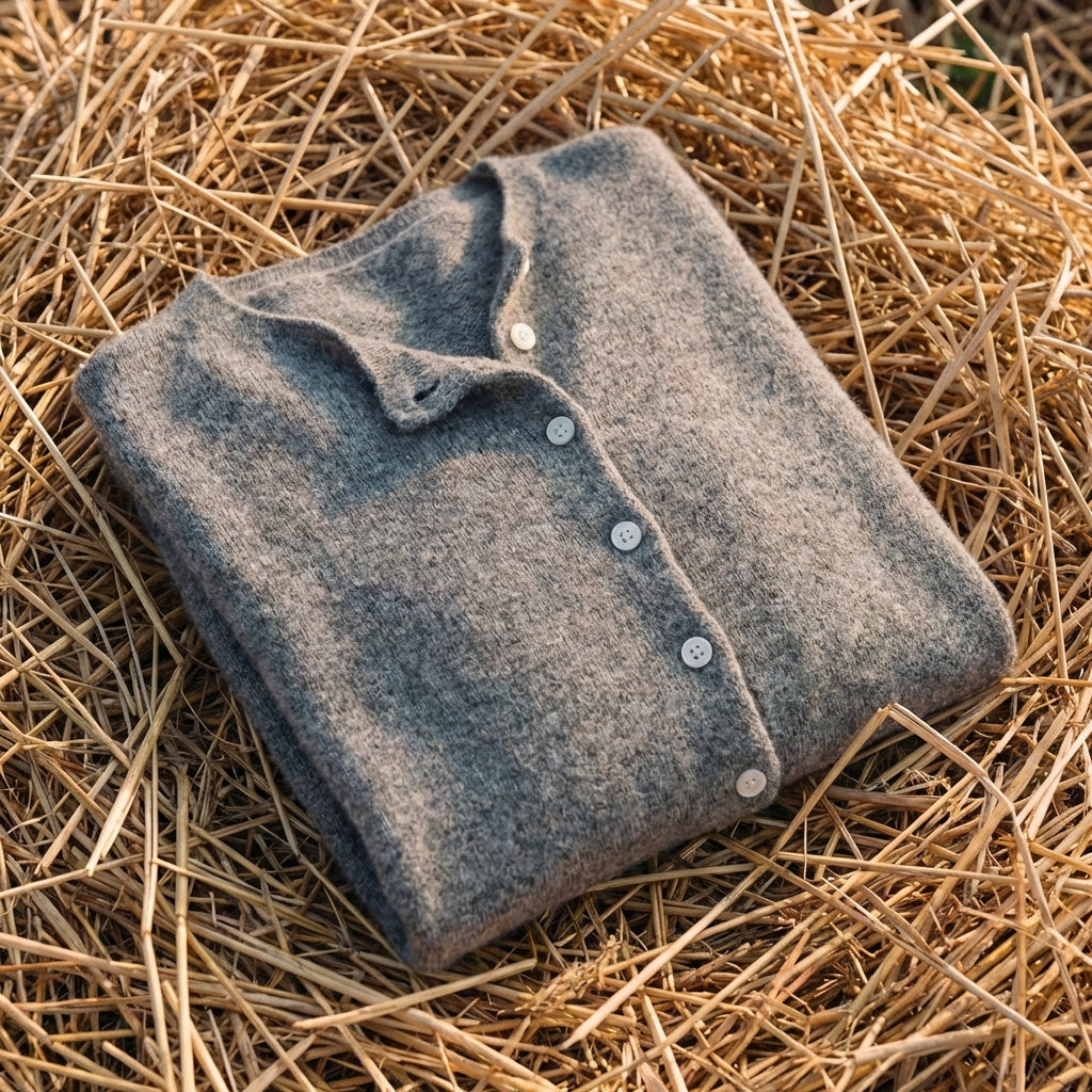 Cotton Button Cardigan Gray