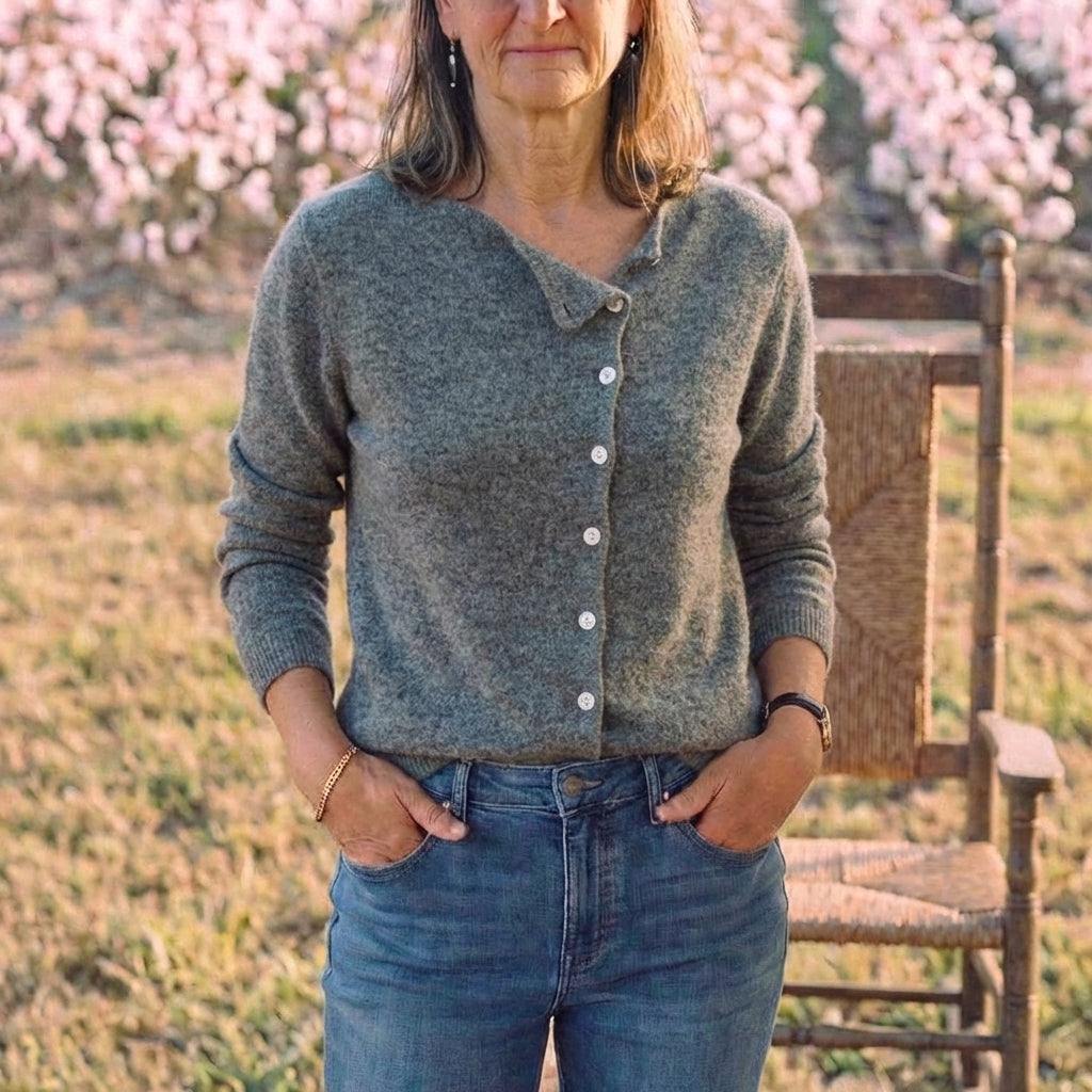 Cotton Button Cardigan Gray