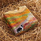 Cotton Sweater Multicolor Landscape with Dog and Sheep